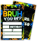 Bruh You In Theme Birthday Invitation, Boys Game Party Invitation Cards, 4 x 6 Double Sided 20 Count with Envelopes Party Supplies, Fill in Blank