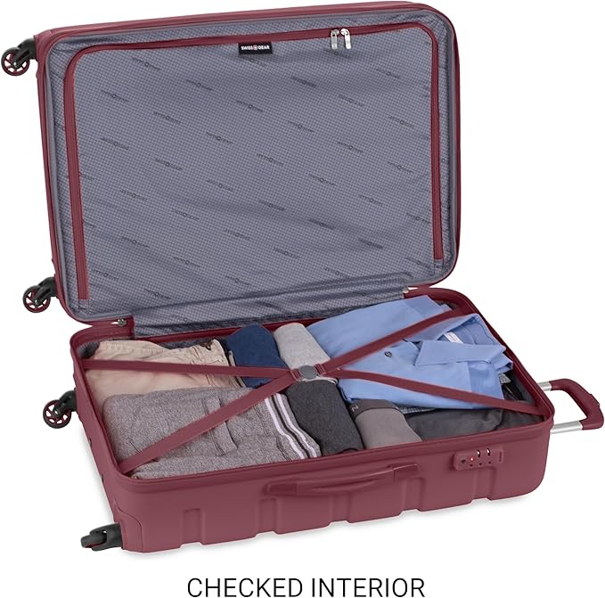 SwissGear 7366 Signature Hardside Expandable Luggage with Spinner Wheels, TSA Lock, Cup-Holder, Merlot, 2-Piece Set (19/27)