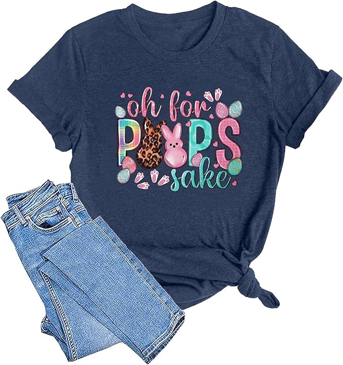 LAZYCHILD Women Easter Teacher Shirts: Funny Treat All with Kindness T-Shirt Bunny Rabbit Tee Tops