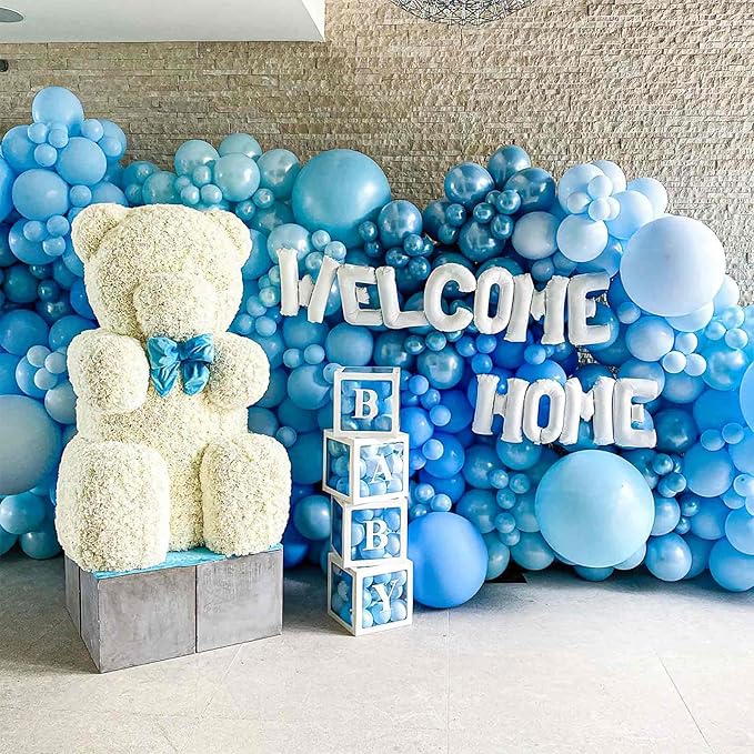 PartyWoo Pearl Light Blue Balloons 50 pcs 12 Inch Baby Pastel Blue Balloons for Graduation Baby Shower Gender Reveal Weddings Anniversary Under The Sea Theme Birthday Party Decorations Blue-Z02