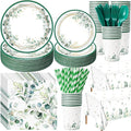 452 Pcs Sage Green Party Decorations for 50 Guests, Eucalyptus Theme Paper Plates Napkins Cups Tablecloth Cutlery Straws for Bridal Baby Shower Birthday Wedding Party Decorations Supplies