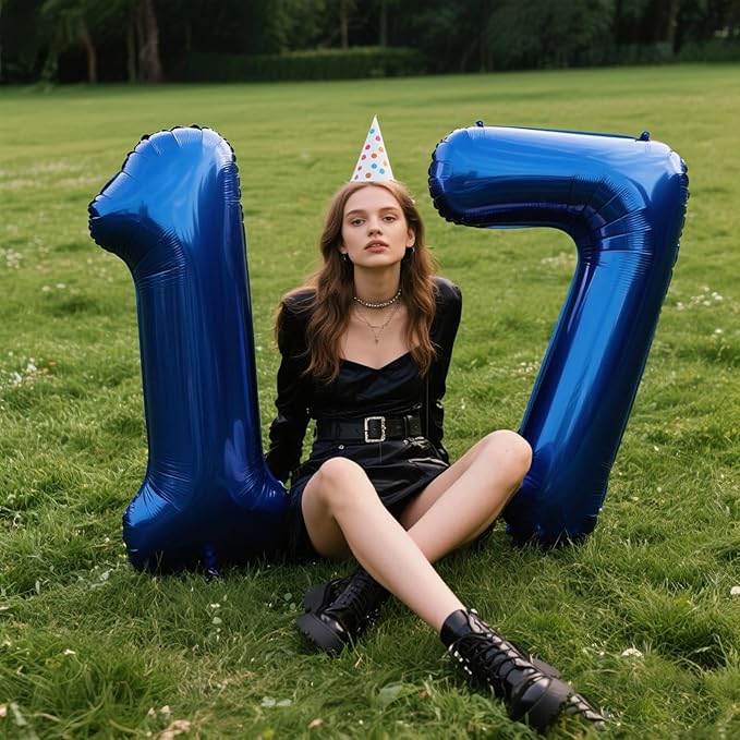 40 Inch Navy Blue Number 1 Balloon Jumbo 10 11 12 16 48 Foil Balloons for Milestone Decorations Birthdays, Corporate Events, Photo Booths Party Supplies