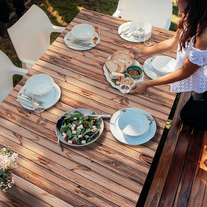Western Party Tablecloths, 54 x 108 Inch Disposable Plastic Cowboy Table Cover for Rustic Farmhouse, West Wooden House, Western Theme Birthday Decorations Outdoor Indoor Party