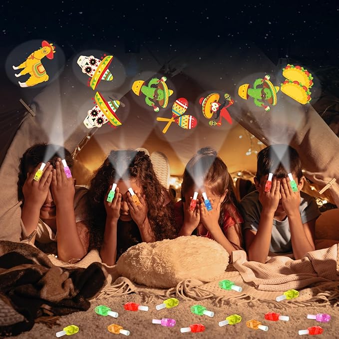 36 PCS Mexican Party Favors Fiesta LED Finger Lights, Glow in the Dark Fifth of MayDe Mayo Fiesta Party Finger Light Bulk for Chriatmas Goodie Treat Bags Stuffers Taco Birthday Party Supplies