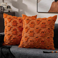 DFXSZ Halloween Pillow Covers 16x16 inch Set of 2 Orange White Ghost Throw Pillow Cases Soft Plush Faux Fur Wool Couch Cushion Case for Chair Sofa Bedroom Living Room Home Decor PTK03K16