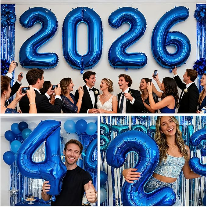 Smlpuame 40 Inch Navy Blue 2 Balloon for 2nd Birthday Party, Blue Two Number Balloon 12 21 22 Birthday Decorations for Boys Girls Men Women, Helium Giant Foil Number 2 Balloon
