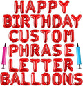 Happy Birthday Balloon Banner Custom Phrase Balloons letter 16 inch Personalized Alphabet Letters Foil Mylar Balloons (Red)