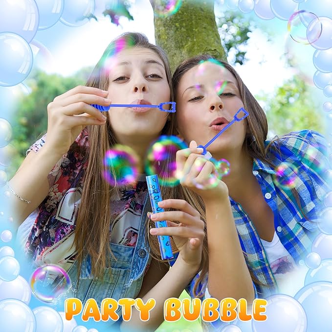 32 Pcs Blue with Gold Ring Print Bubble Wands Bubbles Party Favors for Adult Summer Activity Birthday Gifts Carnival Goody Bag Stuffers Wedding Supplies