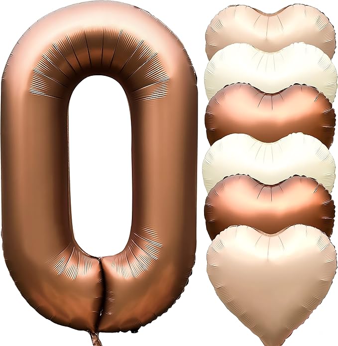 Jonhamwelbor 40 inch Number 0 Balloon Large Size Foil Helium Big Number Balloon 0-9 Birthday Party Mylar Balloon Numbers Decor (40 inch Brown 0)