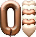 Jonhamwelbor 40 inch Number 0 Balloon Large Size Foil Helium Big Number Balloon 0-9 Birthday Party Mylar Balloon Numbers Decor (40 inch Brown 0)