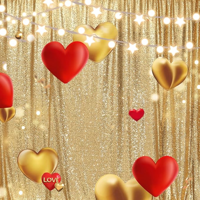 Juya Delight 6ft x 8ft Gold Sequin Backdrop Curtain Glitter Photo Booth Backdrops for Party Wedding Photography Decorations