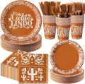 400 Pcs Cielito Lindo Party Decorations for 50, Platos De Barro Mexicanos Paper Plates Napkins and Cups Cutlery Mexican Disposable Tableware Set for Baby Shower Birthday Party Supplies