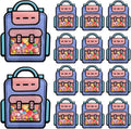 EONSUI 30PCS Plastic Cartoon Backpack Shaped Goodies Bags with Handles for Kids Birthday, Back to School Supplies, Baby Shower, Party, Wedding, Reusable Bulk Gift Wrapper for Candy, Snacks, Chocolate