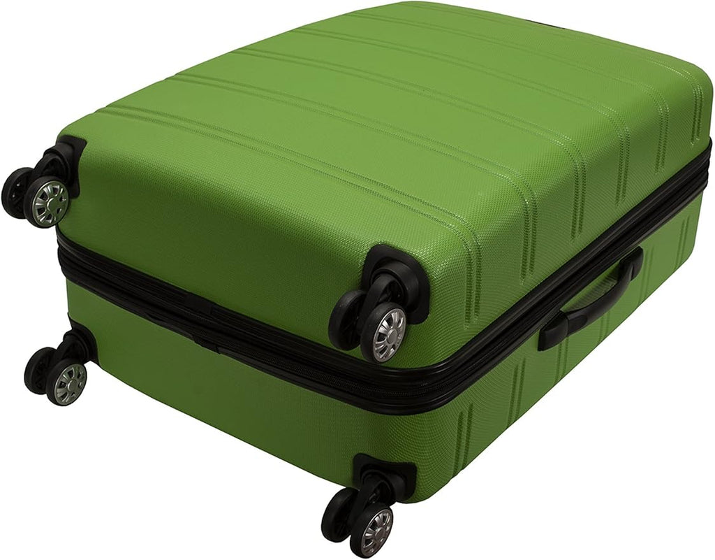 Rockland Melbourne Hardside Expandable Spinner Wheel Luggage, Checked Large 28", Green