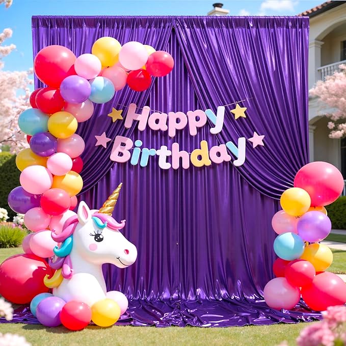 40x10 Wrinkle Free Purple Sequin Backdrop Curtain for Parties-Thick Not Fall-Off Glitter Backdrop Drapes-8 Panels 5x10ft Shimmer Photo Back Drop Cloth for Wedding Birthday Photography Background