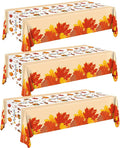 3pcs Thanksgiving Tablecloth, Thanksgiving Decorations Disposable Plastic Fall Tablecloth Maple Leaves Table Cover for Friendsgiving, Indoor and Outdoor 54 X 108 inch