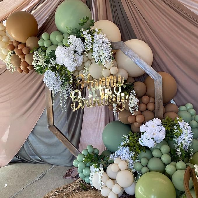 Green and Brown Balloon Arch Garland Kit, Cow Print Balloon Arch Kit Western Retro Olive Sage Green Coffee Brown Beige White Sand Latex Balloons for Cowboy Farm Cowgirl Rodeo Birthday Decor