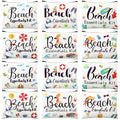 Chunful 12 Pcs Makeup Bag Summer Themes Cosmetic Bag Bulk Portable Essentials Kit Survival Kit Flamingo Palm Leaves Cosmetic Pouch with Zipper for Women Travel Accessories(Beach)