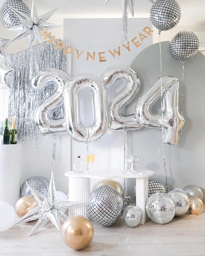 Silver Number Balloon 40 Inch, 0 Number Balloons, 10 20 30 40 50 Numbers Balloon Birthday Decorations, Silver Party Supplies for Women Men