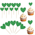 30 PCS Love Heart Cupcake Toppers Glitter Sweet Love Cupcake Picks Bridal Shower Wedding Engagement Cake Decorations for Valentine's Day Baby Shower Birthday Anniversary Party Supplies Green