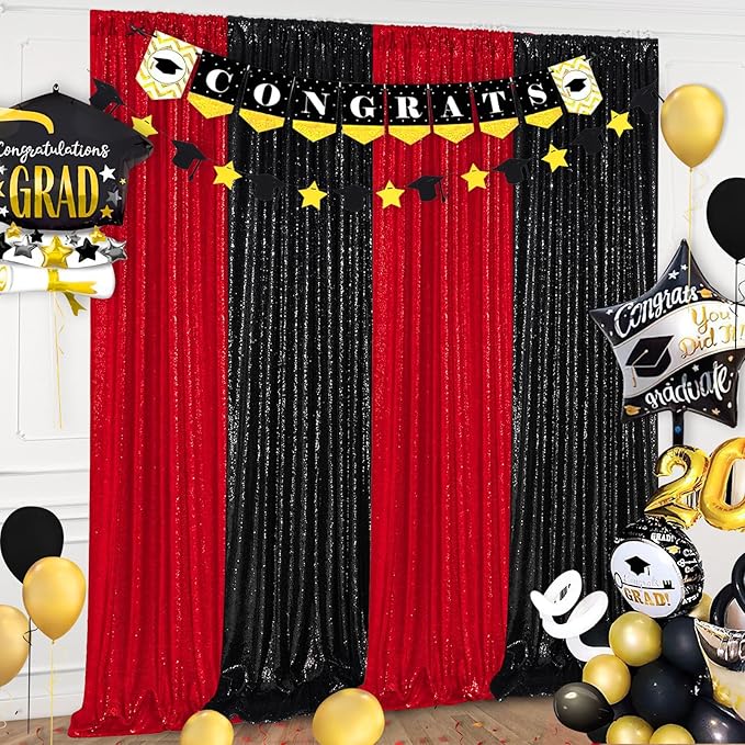 Black Sequin Backdrop 4 Panels 2FTx8FT Halloween Backdrop Curtains Party Backdrop Wedding Baby Shower Decoration