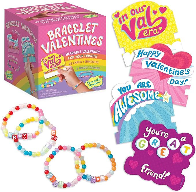 Peaceable Kingdom Valentines Box for Kids, Valentines Day Box Kit for Valentines Cards for Kids Classroom - Friendship Bracelet Valentines