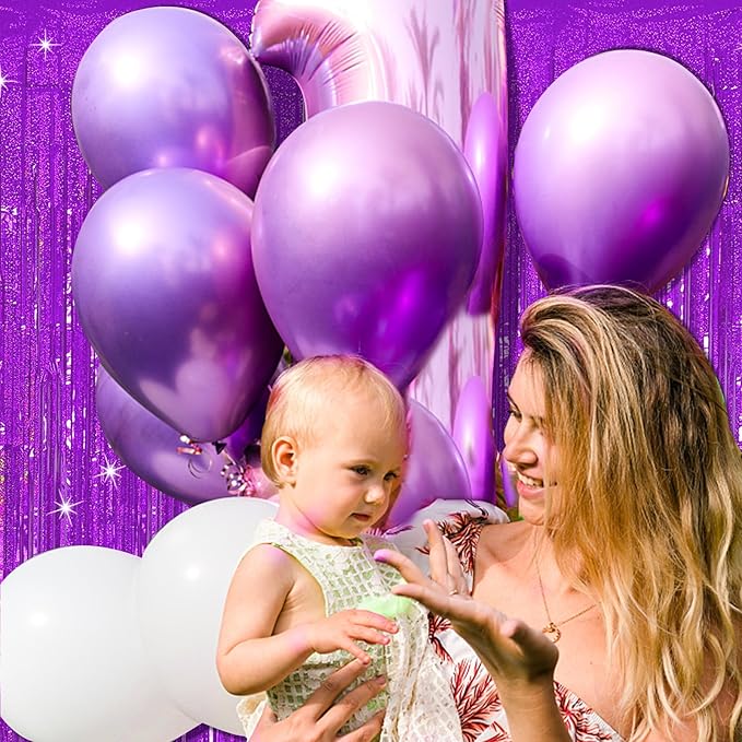 Tinsel Curtain Party Backdrop Purple Birthday Party Decorations 2 Packs Glitter Foil Fringe Curtain Decor Streamers Photo Booth for Birthday Christmas Wedding Halloween Graduation