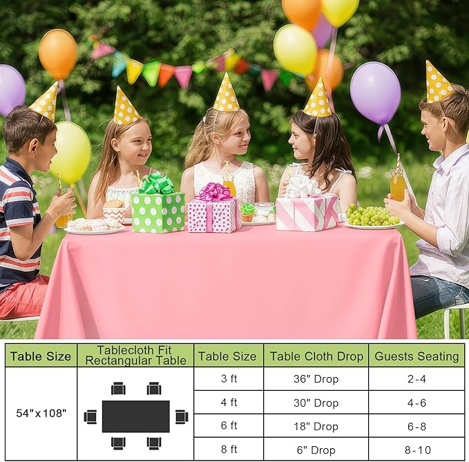 Smiry Disposable Table Cloth - 6 Pack, 54 x 108 Inch Waterproof Rectangle Tablecloths for Easter Party, Valentines & Mothers Day Decorations, Decorative Plastic Table Cover, Leakproof & Sturdy, Peach