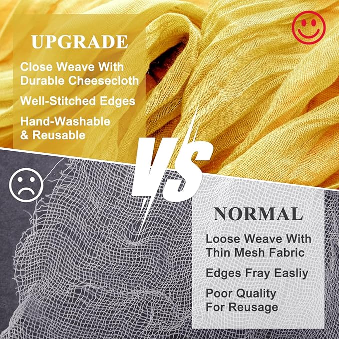 Wokceer Cheesecloth Table Runner Christmas 12Pack 10FT Gold Boho Gauze Fall Thanksgiving Cheese Cloth Table Runner for Party Rustic Sheer Table Runners for Baby Bridal Shower Wedding Easter Table