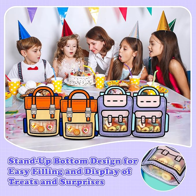 Muitcdo 30 PCS Bulk Gift Goodie Bags for Kids Birthday Party, Small Children Party Favor Bags with Stand-up Bottom, Grip Seal Students Cute Treat Snack Candy Bags for Back to School, Classroom, Travel