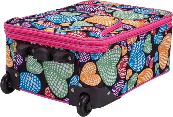 Rockland Fashion Softside 2 Piece Luggage Set, Expandable, (14" Tote/19" Upright), New Heart