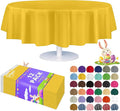 Grandipity 12 Pack Premium Disposable Plastic Tablecloth 84" Inch Decorative Round Table Cover - Yellow