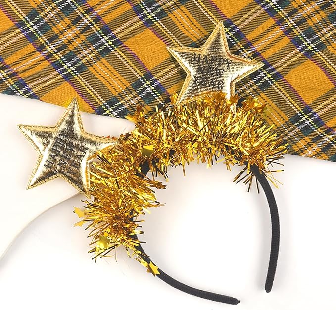 Doneace Happy New Year Headband 2026 New Year Eve Hairbands Glitter Hair Accessories for Women Girls New Years Party Favors