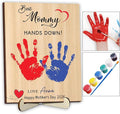 Personalized Hands Down Best Dad Ever Handprint Kit with Paint, Family Craft Wooden Sign, Fathers Day Handprint Plaque Keepsake, Mothers Day Birthday Gift for Mom, Grandma, Nana, Aunt