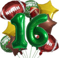 Football Birthday Decorations - 16th Birthday Balloon Rugby Gold Brown Star Touchdown Sports Theme Party Supplies - 10Pcs