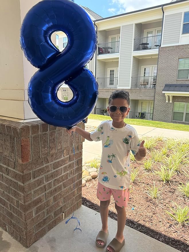 40 Inch Number 8 Balloon, Navy Blue 8 18 28 80 Birthday Balloons for Men Boys, 8th Birthday Decorations Party Supplies, Wedding, Graduations