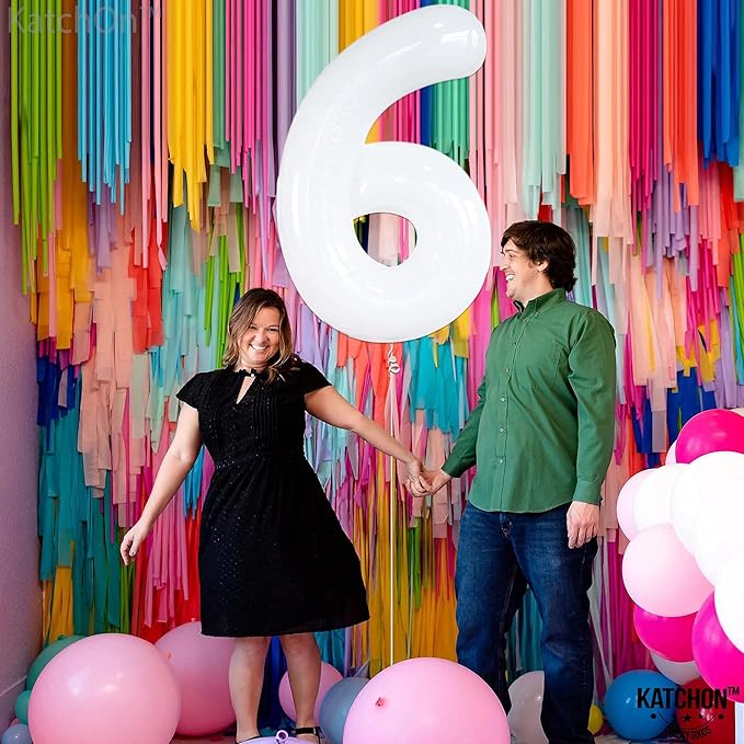 KatchOn, Giant White Number 6 Balloon - 40 Inch | 6th Birthday balloon for 6th Birthday Decorations | Six balloon Number | 6 Year Old Balloons for 6 Year Decorations