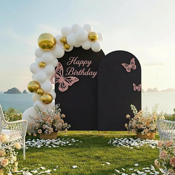 Metal Arch Backdrop Stand and Cover Set, 8FT, 6.6FT Party Backdrop, Easy to Assemble, Backdrop Stand for Parties, Birthday, Baby Shower