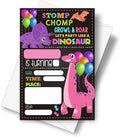 DETIHO 4" x 6" Dinosaur Theme Birthday Party Invitation Cards With Envelopes - Let's Party Like Dinosaur Chalkboard Party Invitation - 20 Sets - E27
