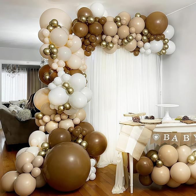 Brown Cream Neutral Balloons, 12 Inch 60PCS Retro Brown Khaki Beige Sand White Balloon, Beige Nude Apricot Balloon for Neutral Bear Bridal Baby Shower Wedding Birthday Party Decorations Supplies