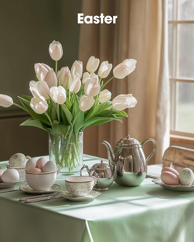 Pureegg Plastic Table Cloth Disposable 6 Pack, 54 x 108 Inch Table Cloths, Easter Party, Decorative Tablecloths, Rectangle, Light, Pastel Plastic Cover, Waterproof, Sage Green