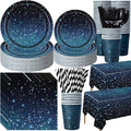 452 Pcs Galaxy Party Decorations for 50, Starry Night Theme Paper Plates Napkins Cups Tablecloth Cutlery Straws for Outer Space Theme Birthday Bridal Baby Shower Party Decorations Supplies