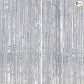 2 Pack Foil Fringe Backdrop - Laser Silver Shiny Tinsel Curtains for Party Decoration/Photo Booth Props - 3.3x6.6 FT Metallic Foil Backdrop for Birthday, Wedding, Graduation, Christmas.