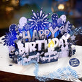 INPHER Musical Birthday Card 3D Pop Up with Light Blow Out LED Candle and Plays Happy Birthday Music Surprise Greeting Cards Gifts for Women Navy Silver