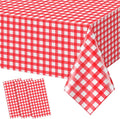 3pcs 54X108inch Red Checkered Tablecloth,Red Gingham Tablecloths Buffalo Plaid Disposable Plastic Table Covers for Birthday Baby Shower Bridal Wedding Party Birthday Decorations