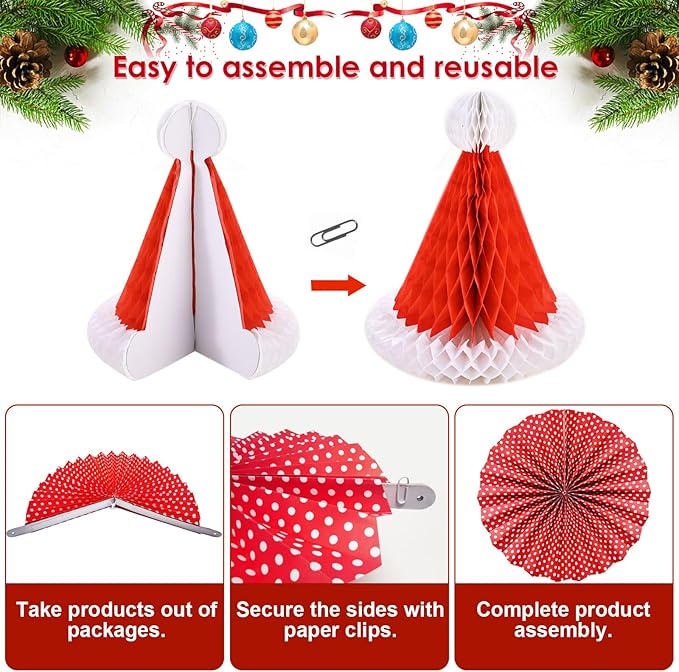 Ahfulife Christmas Party Decorations Supplies Set, Reusable Xmas Decor Kit Indoor - Merry Christmas Sign Banner for Home, Xmas Pennant Banner, Hanging Paper Tissue Fan Tree Garland