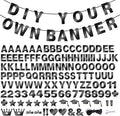 131 PCS Custom Banner DIY Letter Banners Personalized Banner for Birthday Congratulations Wedding Party Banners Black 5-inch