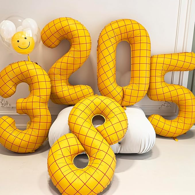 40-Inch Large Number Balloon Toy Inspired Story Matte Yellow Birthday Balloon Western Rodeo Party Supplies Boy Girl Story Anniversary Kids Birthday Party Cowboy Farm Themed Baby Welcome Decorations