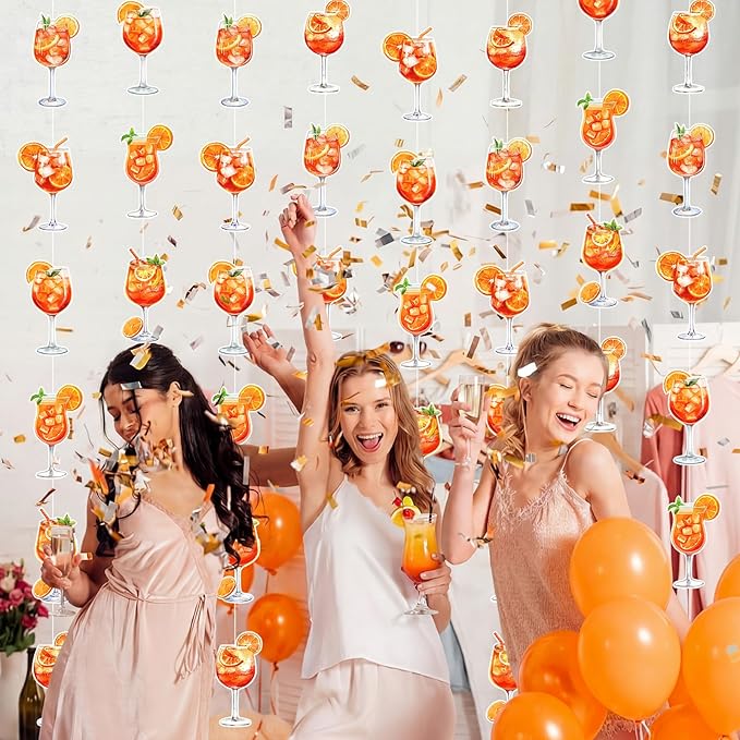 Xinnun Margarita Party Decorations Spritzy Bar Hanging Banners Orange Citrus Retro Cocktail Garlands Tequila Cutout Ribbon Streamers for Cocktail Bachelorette Bridal Shower Engagement Wedding Supplies