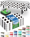 Pureegg Soccer Party Decorations 2026 Plastic Tablecloth Disposable 8 Pack, Rectangle Table Cover 54 x 108 Inch, Sturdy Leakproof Plastic Table Cloth for Soccer Birthday Party, White and Black Soccer